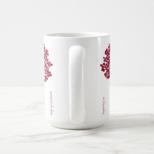 Vänskapen Träd-Cranberry och Vita Mugg (Handtag)