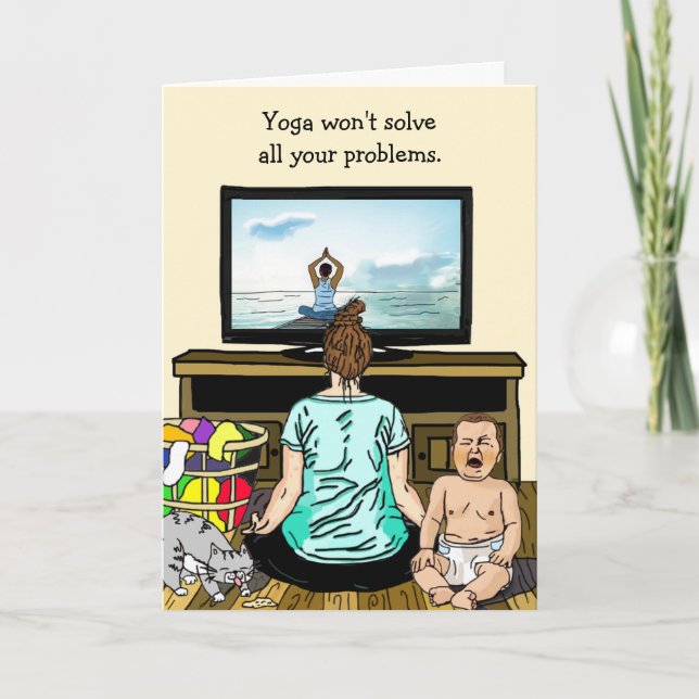Vänskapen Vin och Yoga Humor Kort (Framsida)