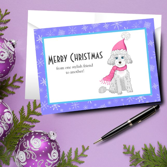 Vänskapen Winter Cute Pudel God jul Helgkort (Winter Cute Poodle Merry Christmas Friendship Holiday perfect for dog lovers!)