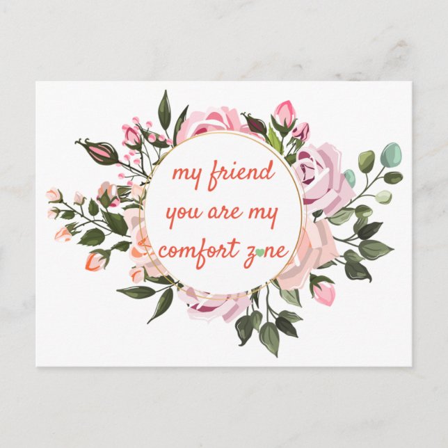 Vänskapens elegant, typografi, dekorerad blommigt vykort (Framsida)