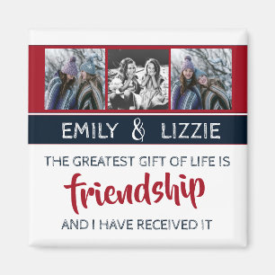 Vänskapens inspirerande citat med namn och foton magnet