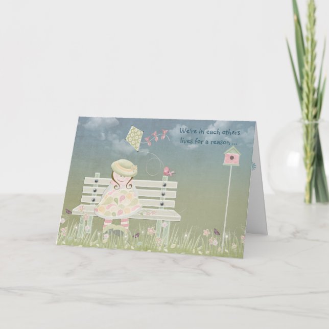 Vänskapliten flicka med draken kort (Framsida)