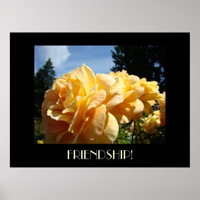VÄNSKAPS KONSTUTSKRIFTER Orange Rosor Blommor Träd Poster (Framsidan)