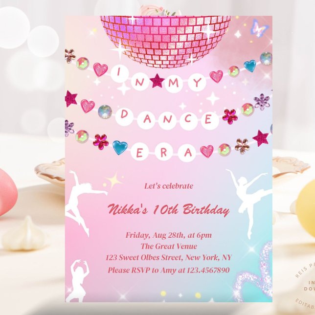 Vänskapsarmband I Min Dans Era Balett Inbjudningar (In my Dance Era Birthday Invitation)