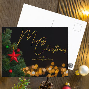 Vänskapsbildare Guld Ljus Modern God jul Vykort