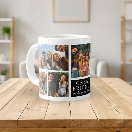Vänskapsmodernt fotokollage som en souvenir jumbo mugg