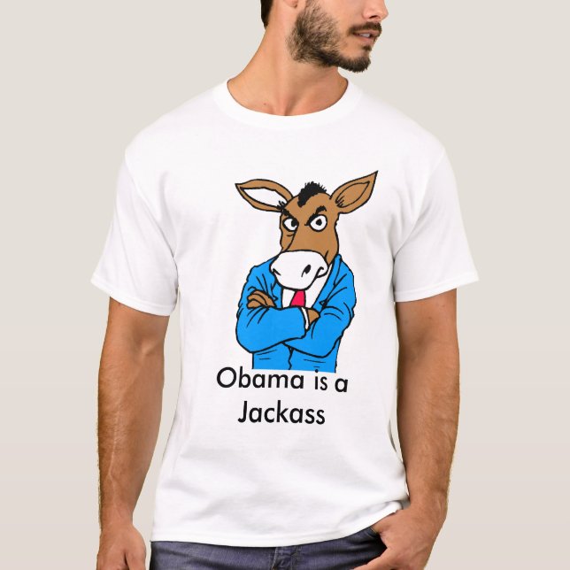 vänster är Obama en Jackass T-shirt (Framsida)