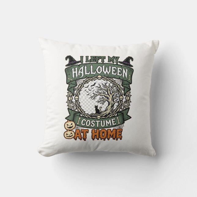 Vänster Halloween-kostym Hem Träd Katt Pumpa_1 Kudde (Framsida)