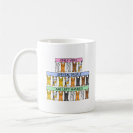 Vänster Handers dag Augusti 13th, tecknadCats. Kaffemugg
