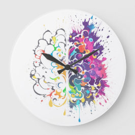 Vänster hjärna vs Höger hjärna Kreativ konst Stor Klocka