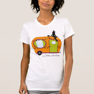 Vänster med hissar Halloween-videokamersläpfordon T Shirt