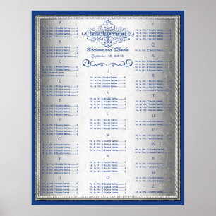 Vänsterdiagram för Retro Blue och Silver Bröllop Poster