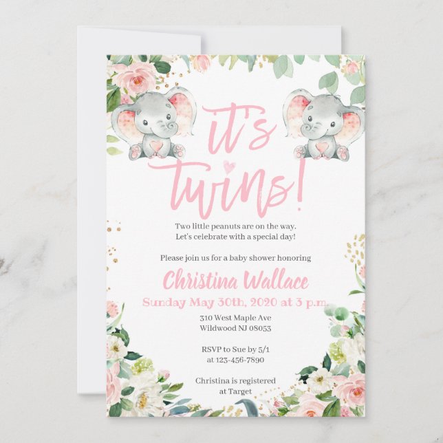 Vänsterflickor - inbjudningar till babyskor med el (Framsida)