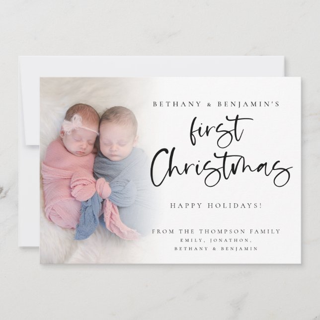 Vänsterfoto 2024-kalender i Baby Julkort (Framsida)