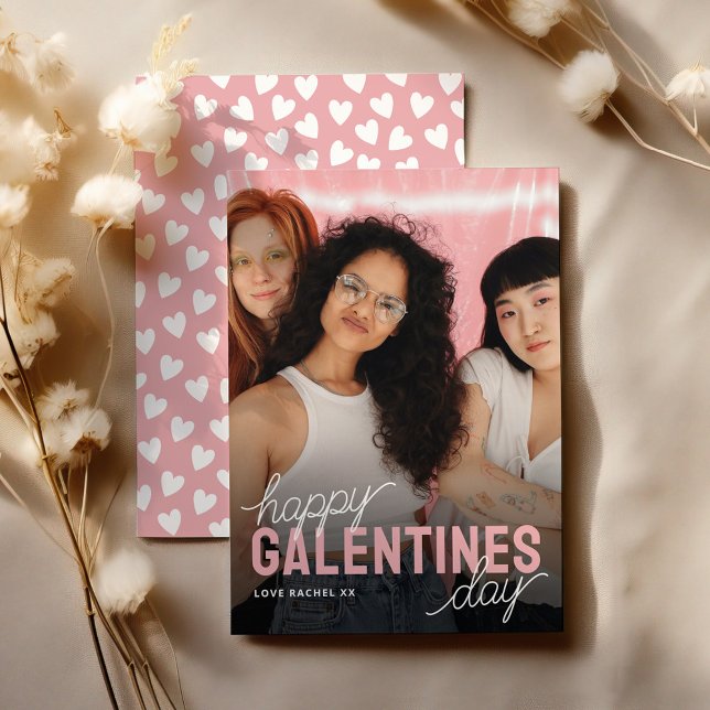 Vänsterfoto för lycklig Galentines Day Julkort (Skapare uppladdad)