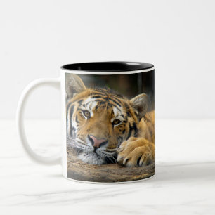 Vänsterhänt tigermugg Två-Tonad mugg