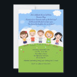 Vänsterinbjudan Inbjudningar<br><div class="desc">En trevlig inbjudan till det yngre generation med fem barn som håller händer i fält i grönt med små blommor. Välpassad för alla barns firande. Designad av Freepik. () Kortet är enkelt att anpassa med text, teckensnitt, teckensnitt, färg, pappra formalternativ och val av sex pappra typer.() Inte exakt vad du...</div>