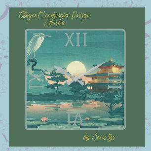 Vänsterlås för liggande scen Pagoda Crane Square Fyrkantig Klocka