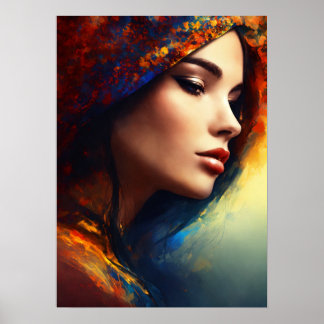 "Vänsterorienterad Allure: En dam charmfull pose i Poster