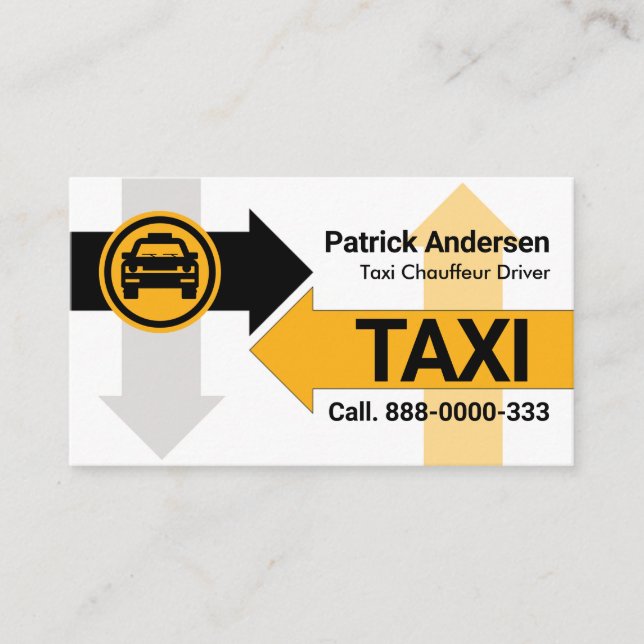 Vänsterpil Taxi Visitkort (Framsida)