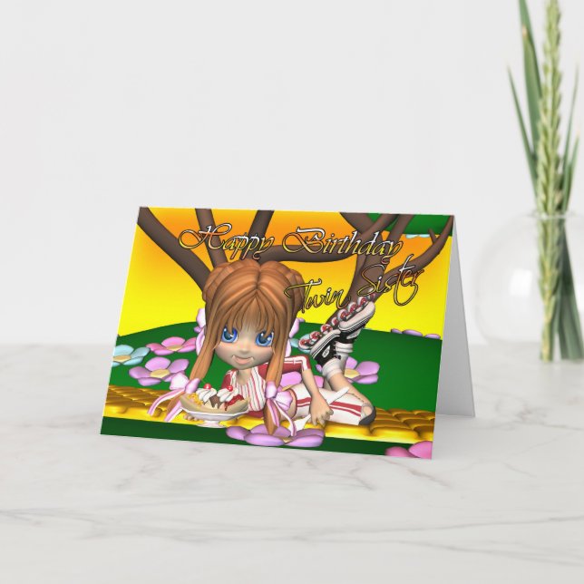 Vänstersister-födelsedagskort med cutie paj av Moo Kort (Framsida)