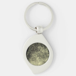 Vänt om kretsa identifierar med fingeravtryck swirl silverfärgad nyckelring