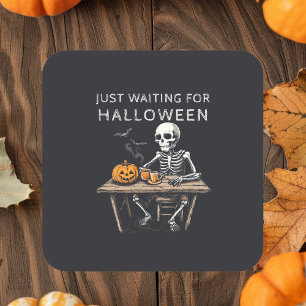 "Vänta bara på Halloween Sticker Funny Fyrkantigt Klistermärke