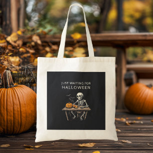 "Vänta bara på Halloween Tote Bag Funny Tygkasse