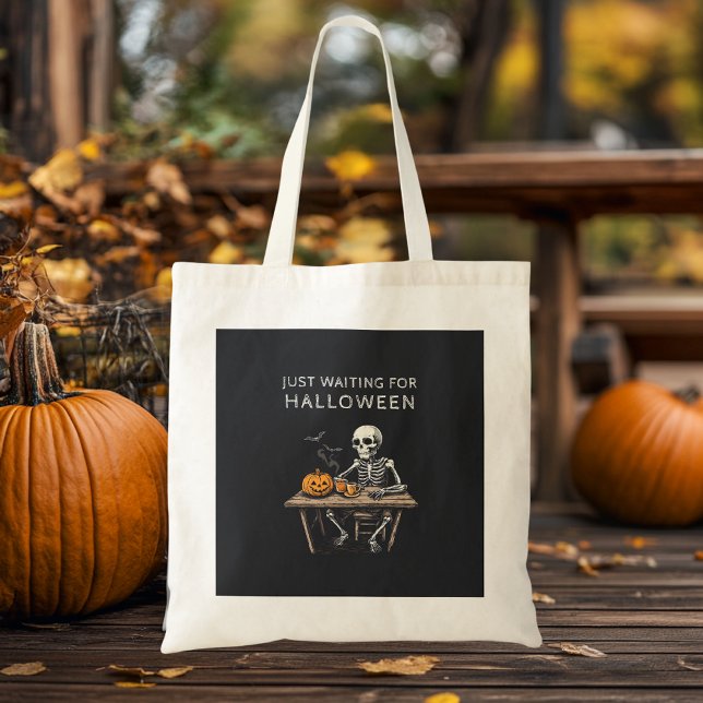 "Vänta bara på Halloween Tote Bag | Funny Tygkasse (Skapare uppladdad)
