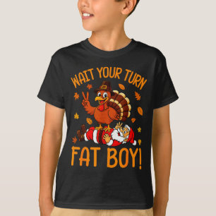 Vänta din tur Roligt Thanksgiving Turkiet Santa Ju T Shirt