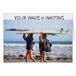 Vänta för surfareflickor hälsningskort