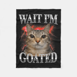 Vänta getlik katt dum rolig katt meme män kvinnor fleecefilt