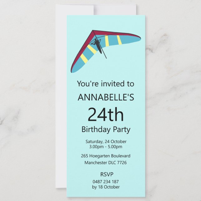 Vänta Gliding Inbjudningar (Framsida)