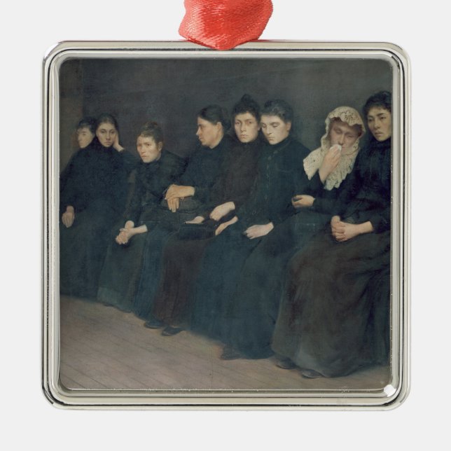 Vänta i kliniken, 1888 julgransprydnad metall (Framsidan)