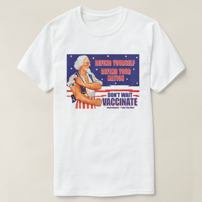 Vänta inte med att vaccinera morbror Sam Retro T Shirt (Design framsida)