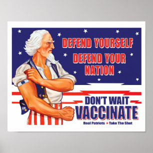 Vänta Inte Vaccinera Farbror Sam Retro Ta Skottet Poster