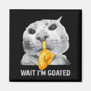 Vänta jag är Goated Katt Dumma Katter Meme Kostym Magnet