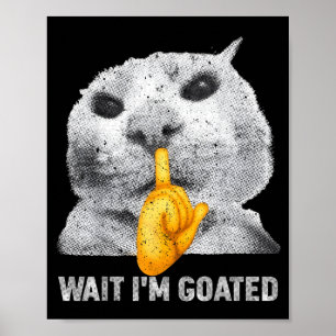 Vänta jag är Goated Katt Dumma Katter Meme Kostym Poster