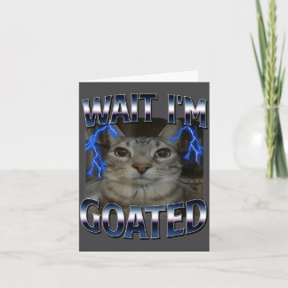 Vänta jag är Goated Katt Rolig Katt Meme Män Kvinn Kort