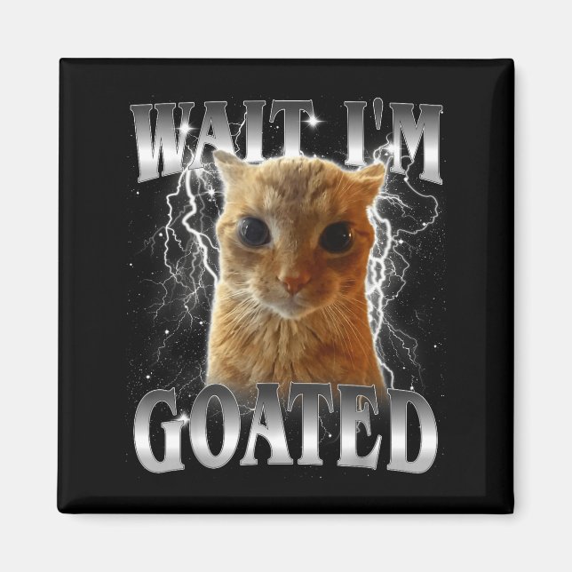 Vänta jag är goated rolig stirrande katt meme  magnet (Framsidan)