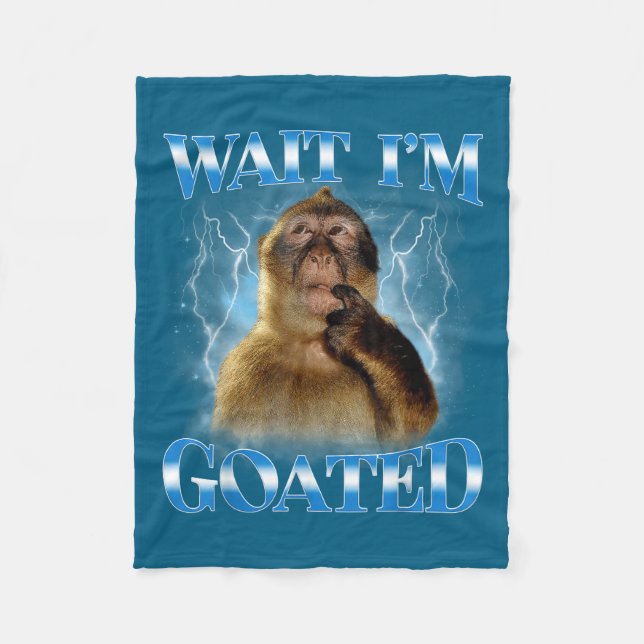 Vänta jag är Goated Roligt Tänkande Apa Meme Brain Fleecefilt (Framsidan)