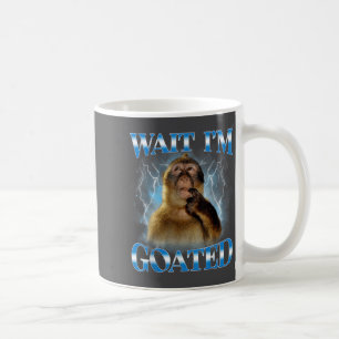 Vänta jag är Goated Roligt Tänkande Apa Meme Brain Kaffemugg