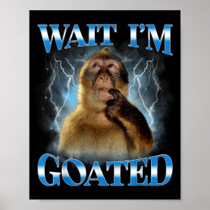 Vänta jag är Goated Roligt Tänkande Apa Meme Brain Poster
