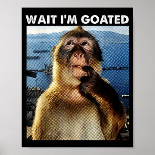 Vänta jag är Goated Roligt Tänkande Apa Meme Brain Poster
