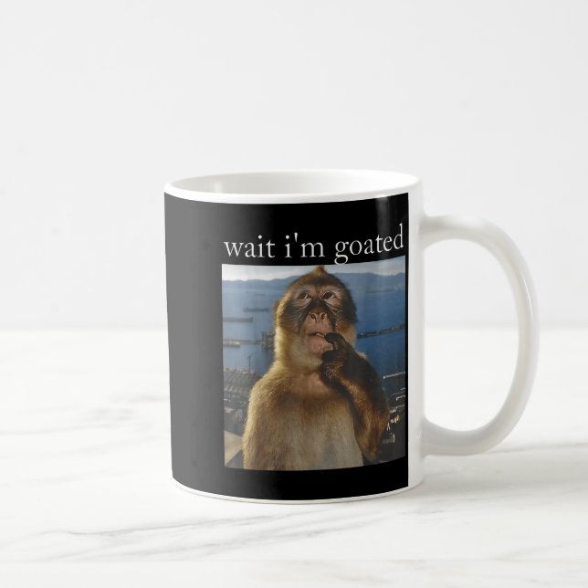 Vänta jag är Goated Roligt Tänkande Apa Meme Gen Z Kaffemugg (Höger)