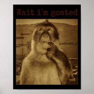 Vänta Jag Är Goated Roligt Tänkande Apa Meme Vinta Poster