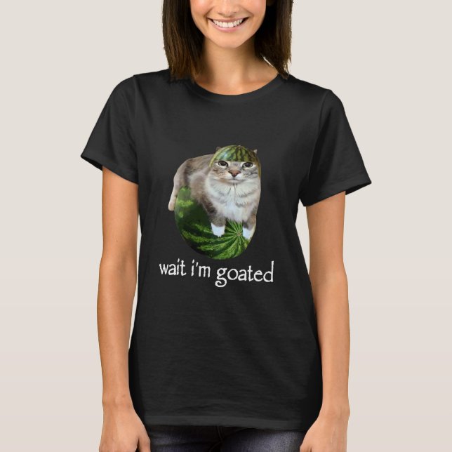 Vänta jag är Goated Vattenmelon Katt Hjärnrot Dum  T Shirt (Framsida)
