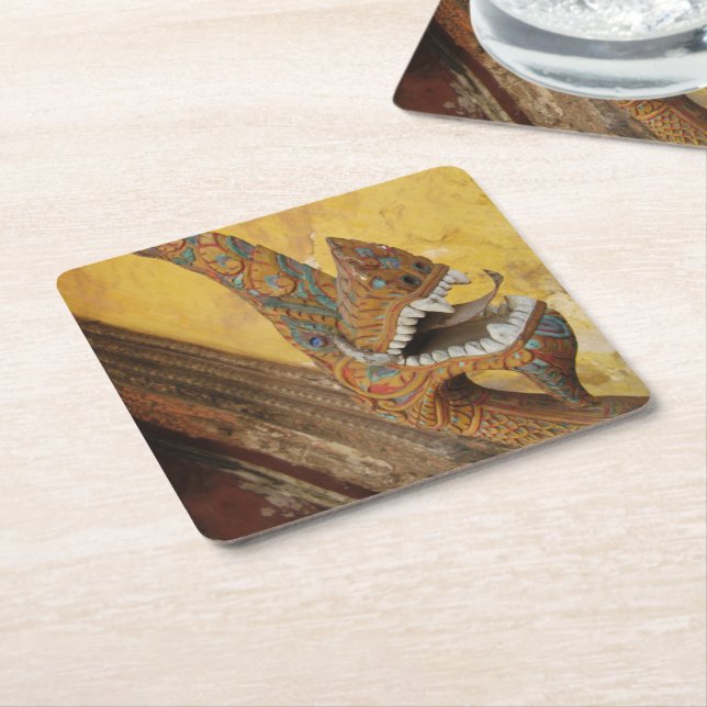 Vänta lite... Naga i Vientiane, Laos Underlägg Papper Kvadrat (Vinklad)