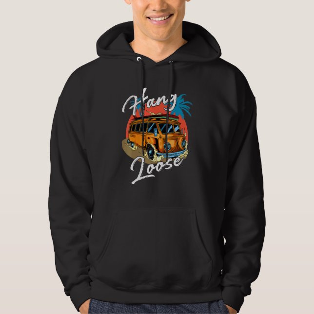 Vänta Loose Hawaii Surfer Buss Pop Art Hoodie (Framsida)