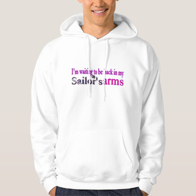 Vänta min sjöman sweatshirt med luva (Framsida)